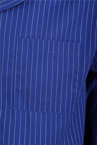 Stripe Woven Cotton Tailored Blue Pyjama WR66826